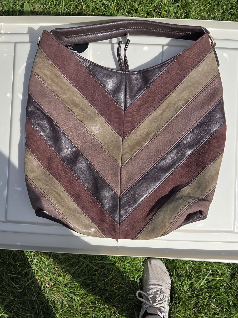 Imoshion Chevron Patchwork Shoulder Bag in Different Shades Of Brown